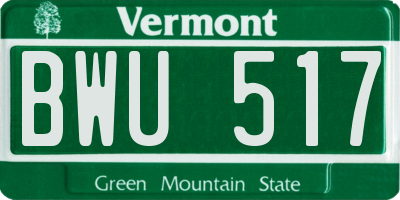 VT license plate BWU517