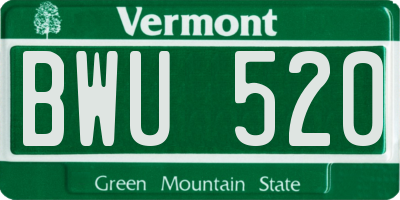 VT license plate BWU520