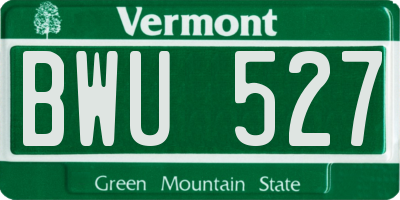 VT license plate BWU527