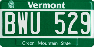 VT license plate BWU529