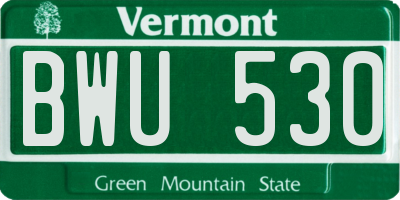 VT license plate BWU530