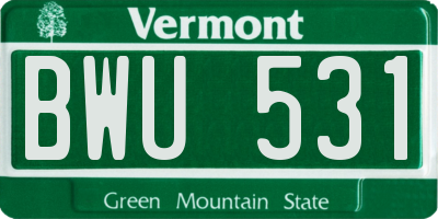 VT license plate BWU531