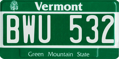 VT license plate BWU532