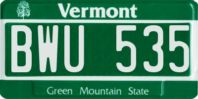 VT license plate BWU535