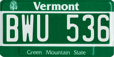 VT license plate BWU536