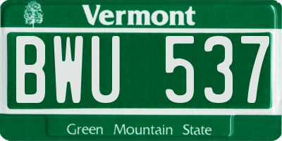 VT license plate BWU537