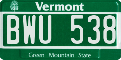VT license plate BWU538