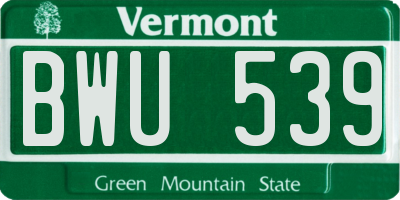 VT license plate BWU539