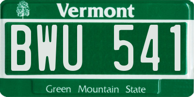 VT license plate BWU541