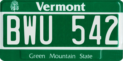 VT license plate BWU542