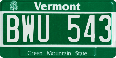 VT license plate BWU543