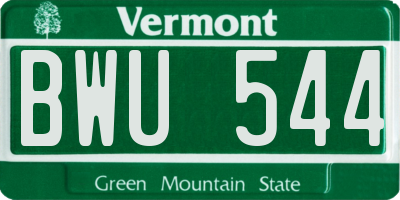 VT license plate BWU544