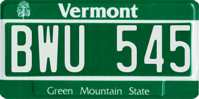 VT license plate BWU545