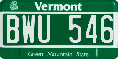 VT license plate BWU546