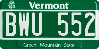 VT license plate BWU552