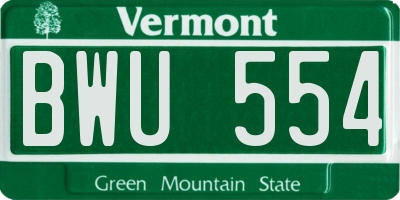 VT license plate BWU554