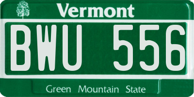 VT license plate BWU556