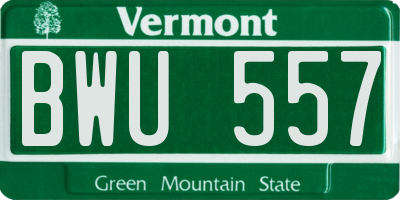 VT license plate BWU557