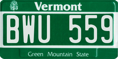 VT license plate BWU559
