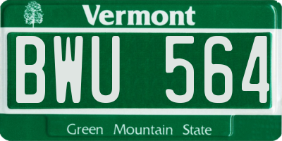 VT license plate BWU564