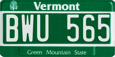 VT license plate BWU565
