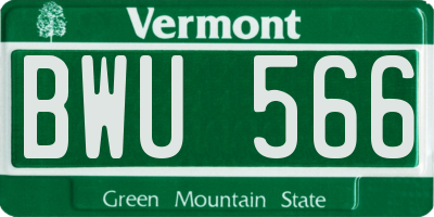 VT license plate BWU566