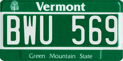 VT license plate BWU569