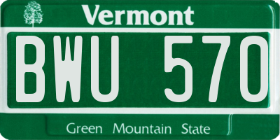 VT license plate BWU570