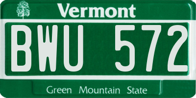 VT license plate BWU572
