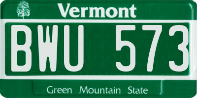 VT license plate BWU573