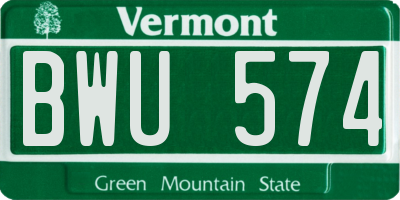 VT license plate BWU574