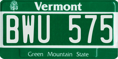 VT license plate BWU575