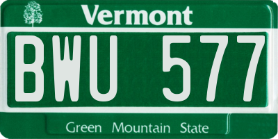 VT license plate BWU577
