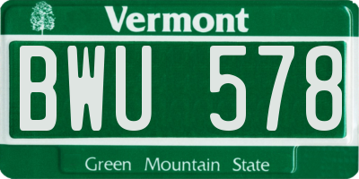 VT license plate BWU578