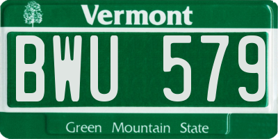 VT license plate BWU579