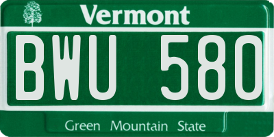 VT license plate BWU580