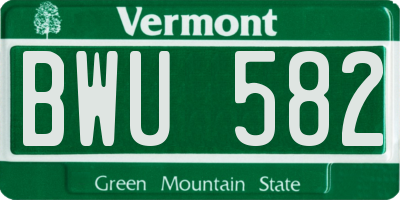 VT license plate BWU582