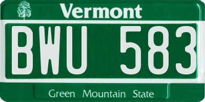 VT license plate BWU583