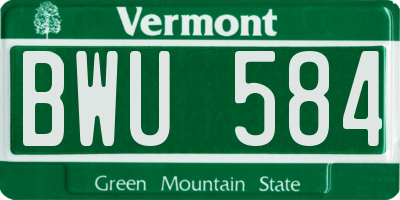 VT license plate BWU584
