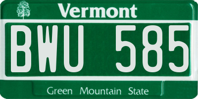 VT license plate BWU585