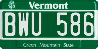 VT license plate BWU586