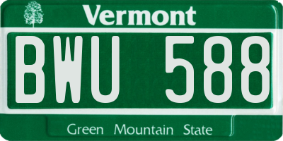 VT license plate BWU588