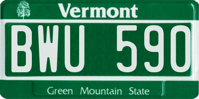VT license plate BWU590