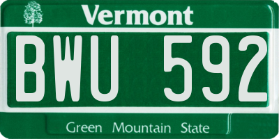 VT license plate BWU592