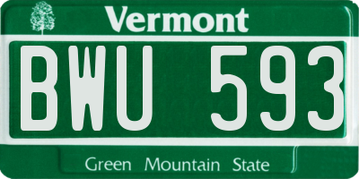 VT license plate BWU593