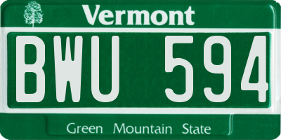 VT license plate BWU594