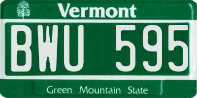 VT license plate BWU595