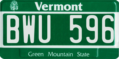 VT license plate BWU596