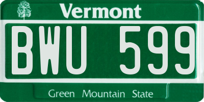 VT license plate BWU599