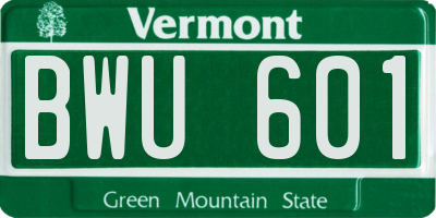 VT license plate BWU601